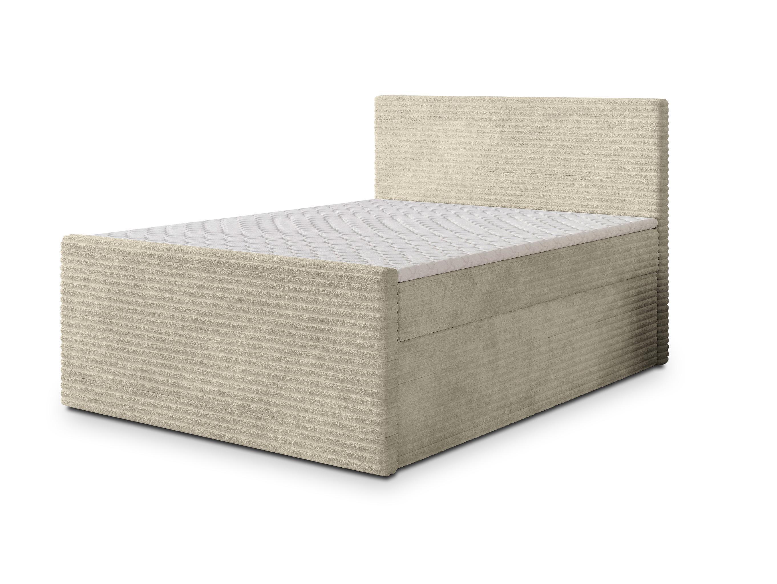 BOXBETT NOLEN 140x200 cm mit Matratze und Topper - Creme - Creme, Holz (140/200cm) - MASSENO
