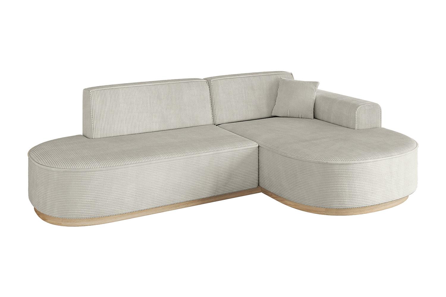 ECKSOFA Ottomane Rechts MARI-L1-v1 - 243x171x83 cm Creme Cord - Hellgrau/Creme, Holzwerkstoff/Textil (171/243cm) - ALTDECOR