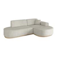 ECKSOFA Ottomane Rechts MARI-L1-v1 - 243x171x83 cm Creme Cord - Hellgrau/Creme, Holzwerkstoff/Textil (171/243cm) - ALTDECOR