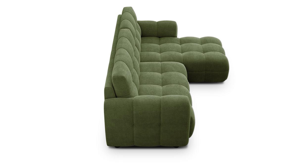 ECKSOFA MELLOW 3-Sitzer, olive - Schwarz/Grün, Holz/Textil (232/156cm) - Wozimo