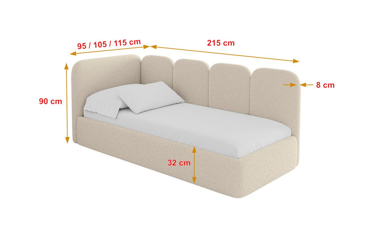 EINZELLBETT Jugendbett mit Bettkasten, Rechts - VELY 80x200 Dunkelbeige - Taupe, Holzwerkstoff/Textil (80/200cm) - ALTDECOR