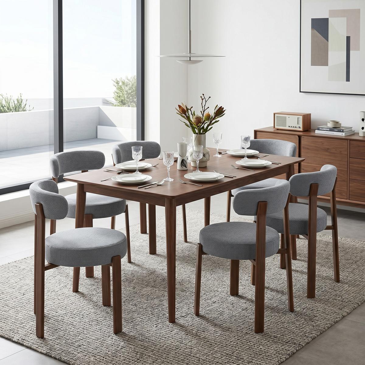 ESSZIMMERSTUHL 2ER-SET aus Stoff, mit ergonomischer Bügellehne - Grau, Textil (51.5/79/57cm) - Urban Meuble