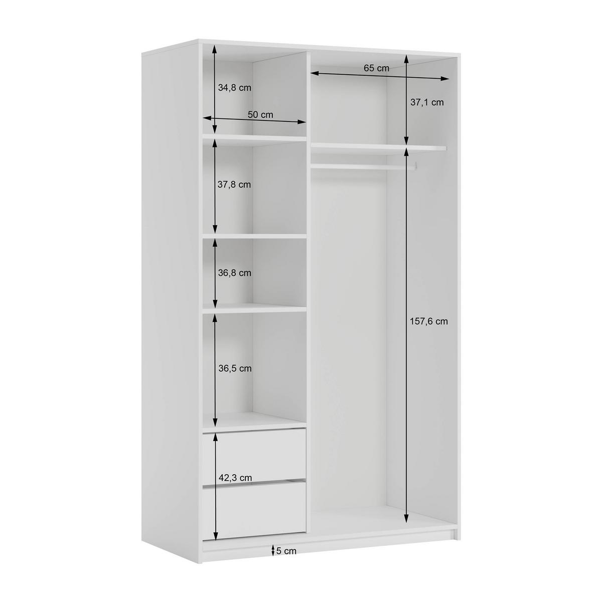 SCHWEBETÜRENSCHRANK NISSE 120/205/60 cm 2-türig Sonoma Eiche - Sonoma Eiche, Holzwerkstoff (120/205/60cm) - MASSENO