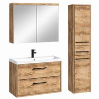 BADMÖBEL-SET Florence 3 Teile Kastanien Eiche - 80 x 35 x 51 cm - Eichefarben, Holz (80/51/35cm) - Badplaats