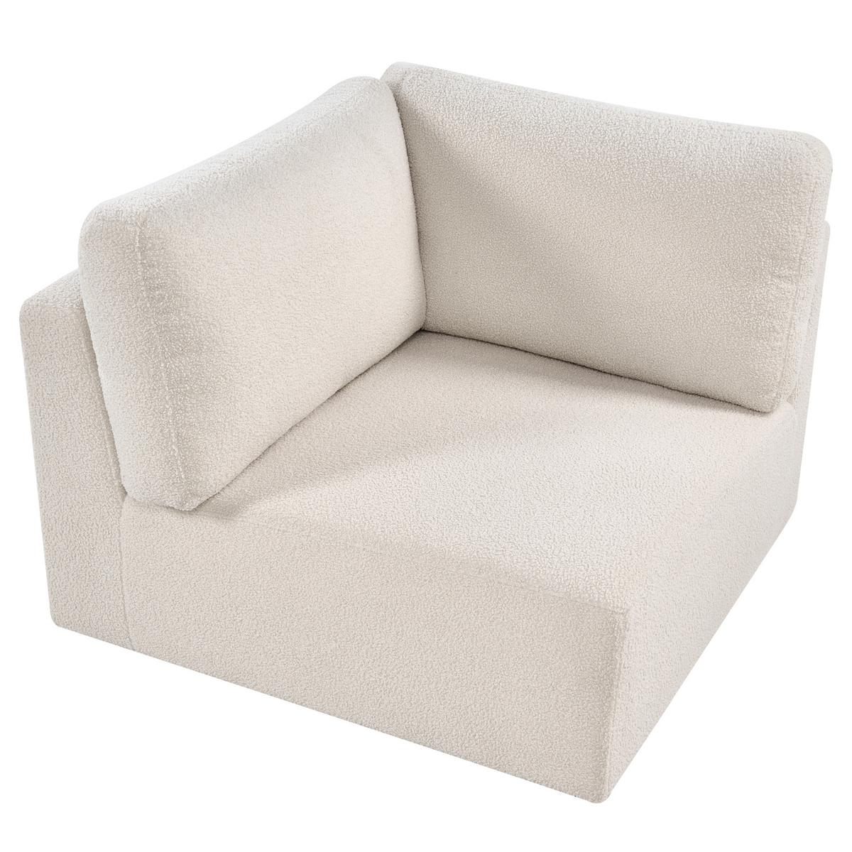 ECKMODUL Bouclé Cremeweiß Kivvik - Creme, Textil (97/80/97cm) - Beliani
