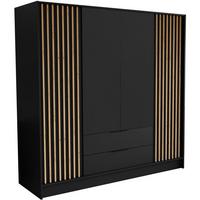 DREHTÜRENSCHRANK Nero 200/51/200 cm mit Lamellen schwarz - Schwarz, Holzwerkstoff (200/200/51cm) - Beautysofa