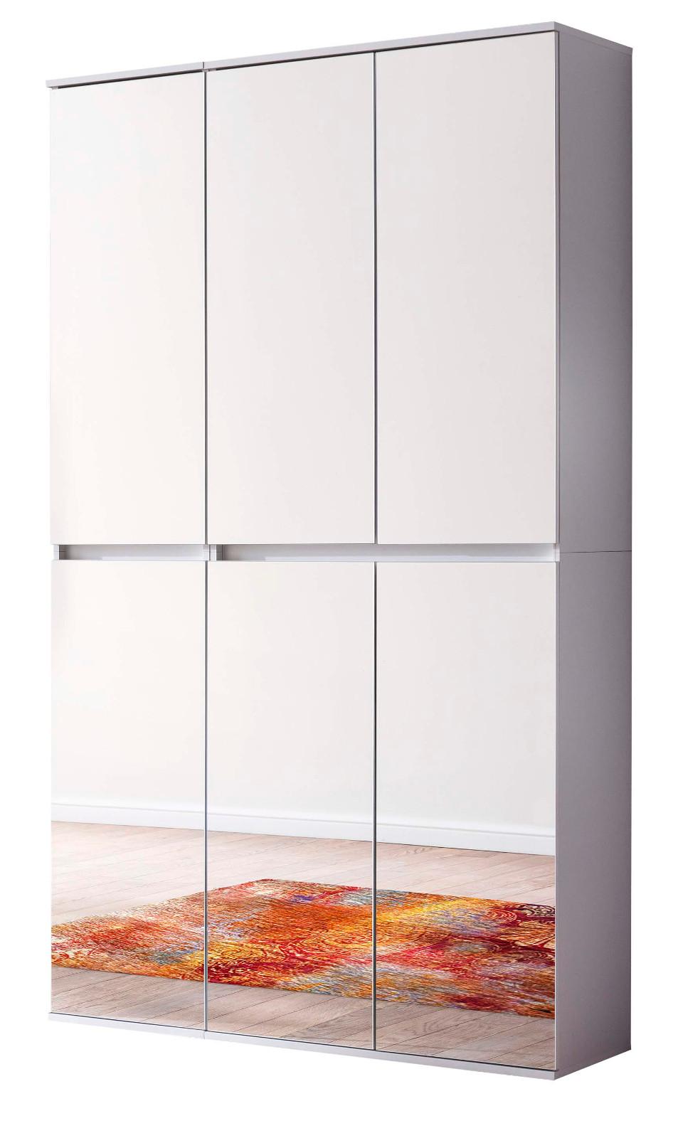 GARDEROBENSCHRANK weiß 111 x 191 cm, Schuhschrank mit Spiegeltüren - Weiß, Glas/Holzwerkstoff (111/191/34cm) - Top.Furn