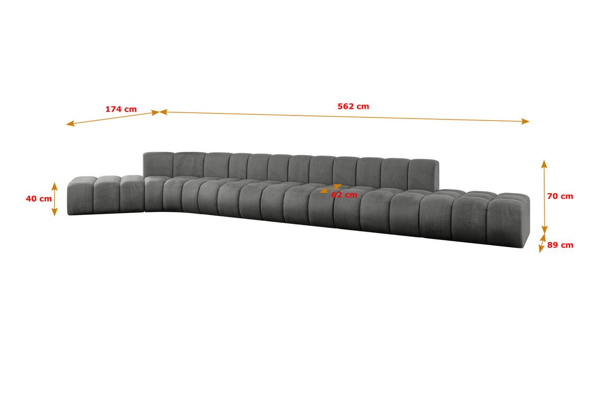 ECKSOFA modulares Sofa Solven-L3 - 562x174x70 cm Dunkelgrau - Dunkelgrau, Holzwerkstoff/Textil (562/174cm) - ALTDECOR