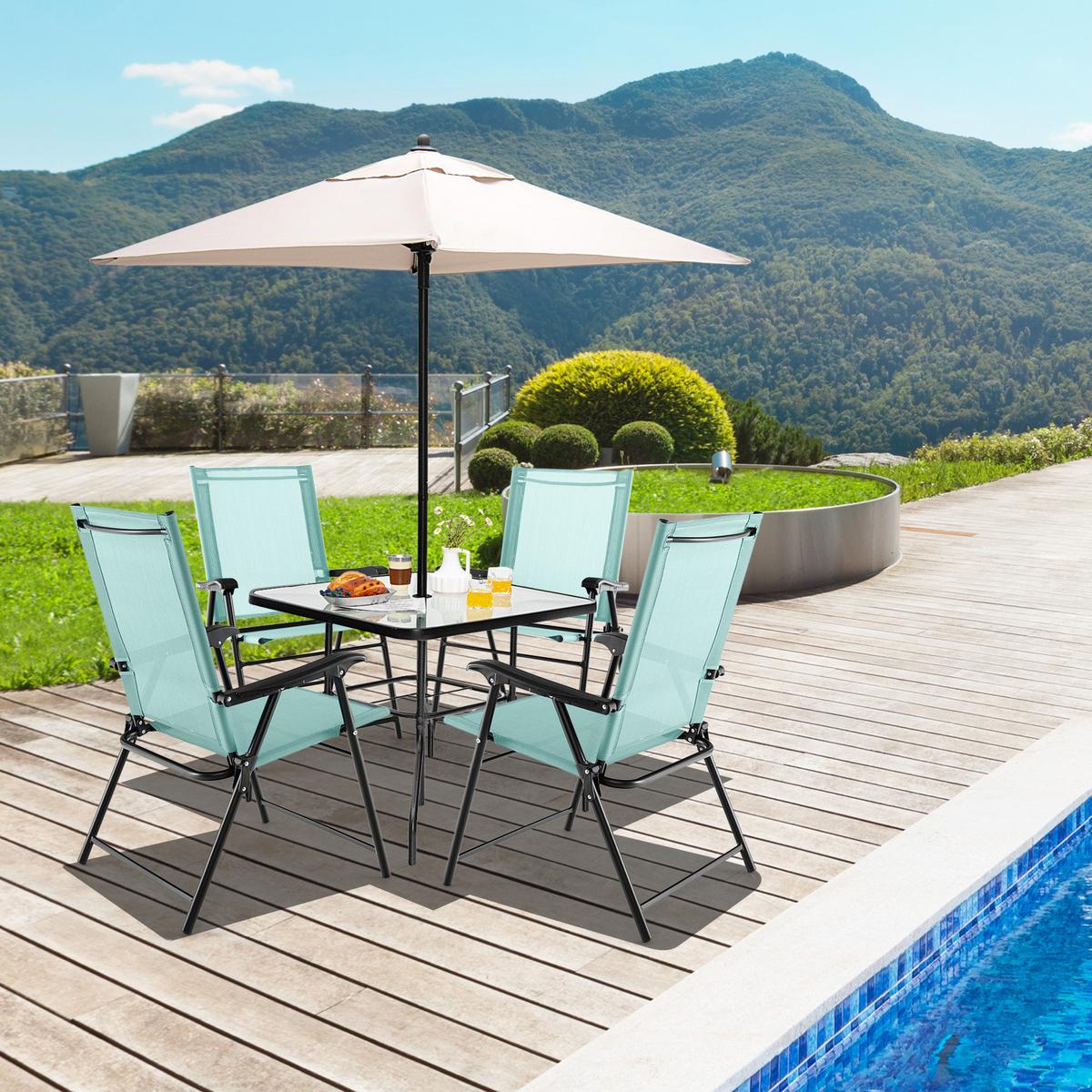 TERRASSENSTUHL Minzgrün (4-teilig) - Mintgrün, Metall (65/93/60cm) - COSTWAY