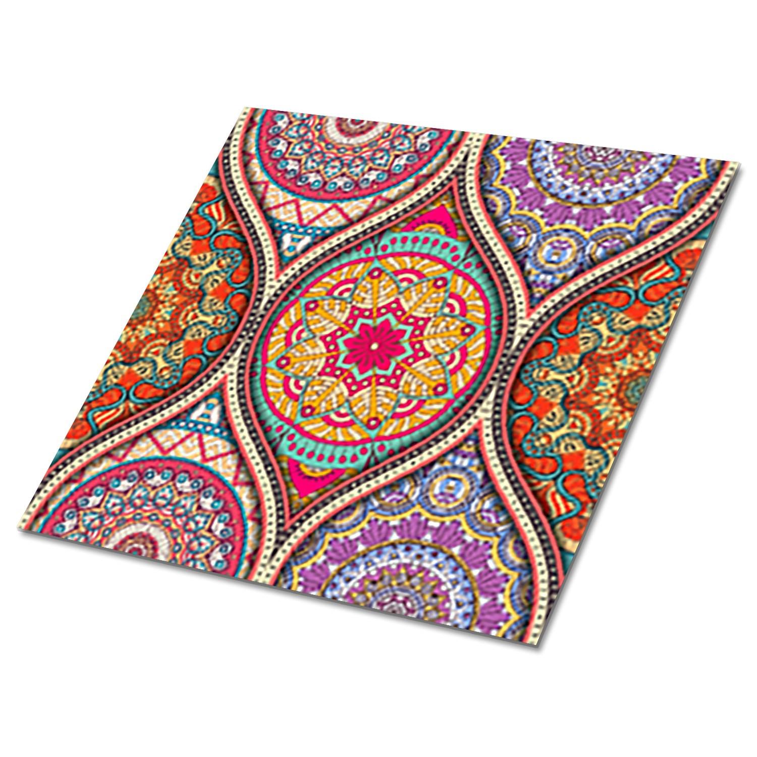 SELBSTKLEBENDE Wandfliesen 9 Stück 30x30 cm - Wunderschönes Mandala - Multicolor, Textil (30/1.6/30cm) - TULUP