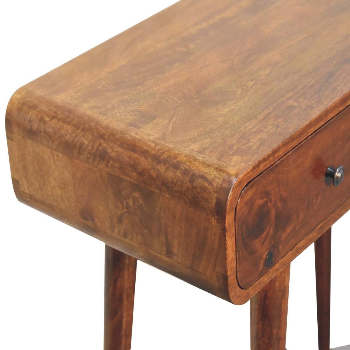 KONSELENTISCH mit 2 schubladen, Nordische Beine, Braun - Kastanienfarben/Messingfarben, Holz/Metall (35/80/78cm) - Artisan Furniture
