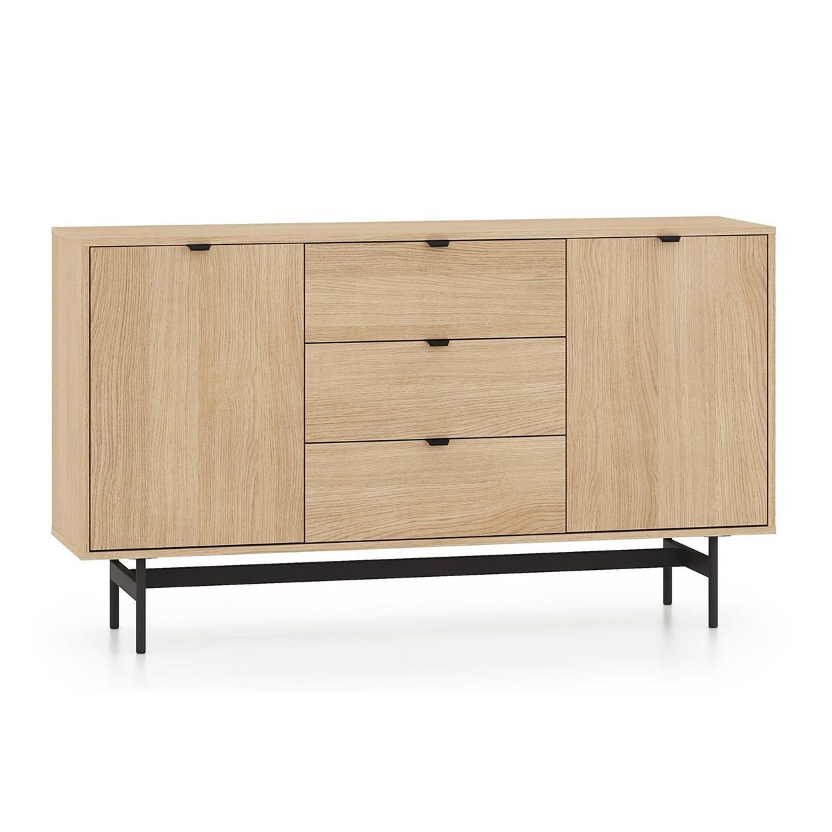 SIDEBOARD Heggers Eiche Mavelie 150 cm - Eichefarben/Schwarz, Holzwerkstoff/Metall (150/85/40cm) - Selsey