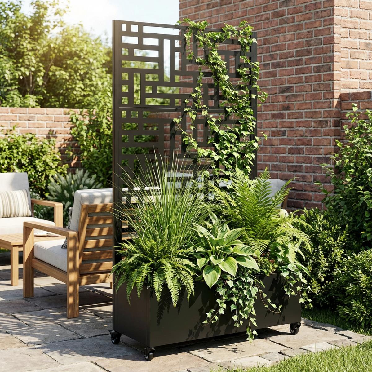 BLUMENKASTEN mit Trennwand Bernalda - Anthrazit, Metall (82/190/38cm) - casa.pro