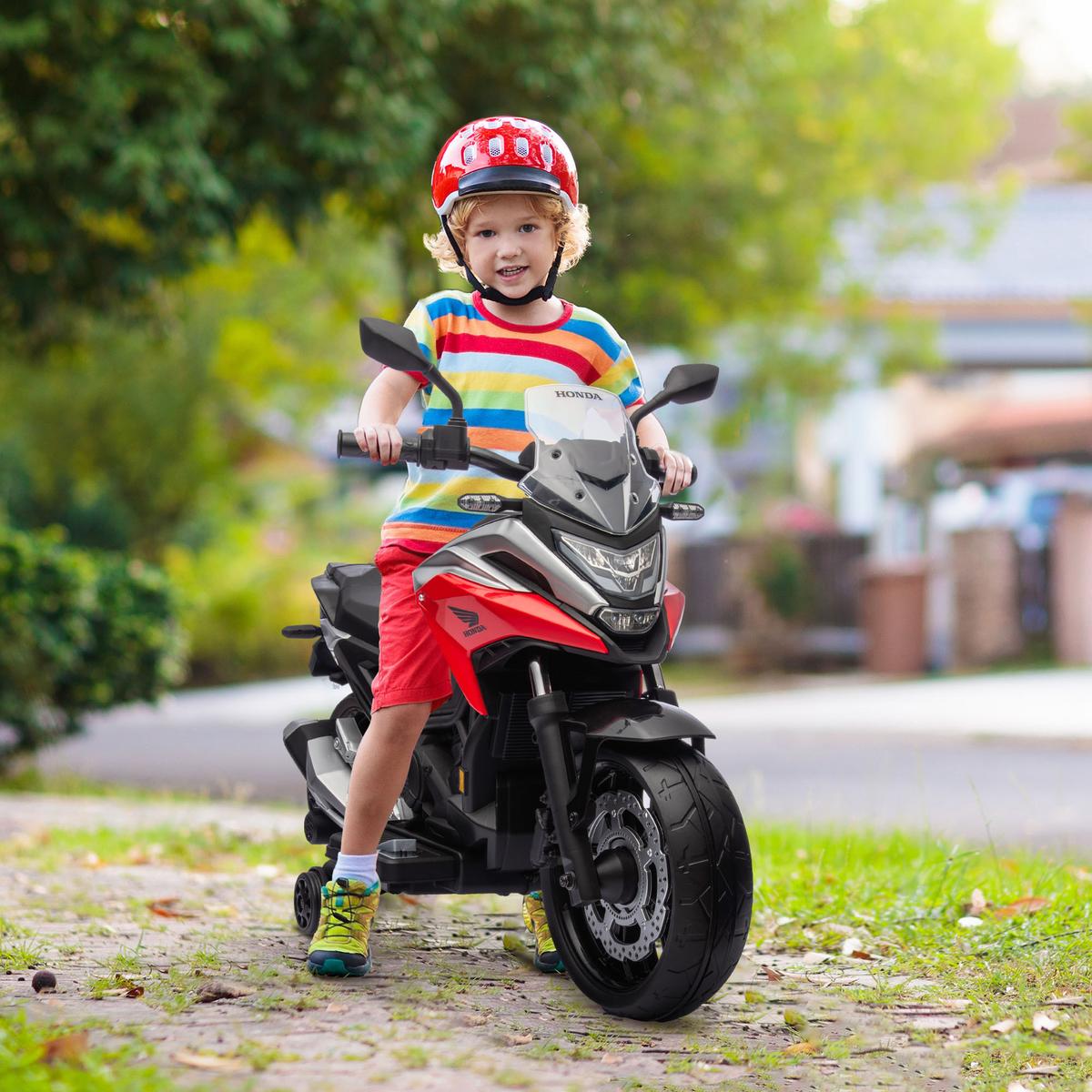 KINDER Elektro-Motorrad, 12V Kindermotorrad mit MP3, USB, LED-Scheinwerfer Rot - Rot, Kunststoff (107/46/75cm) - AIYAPLAY