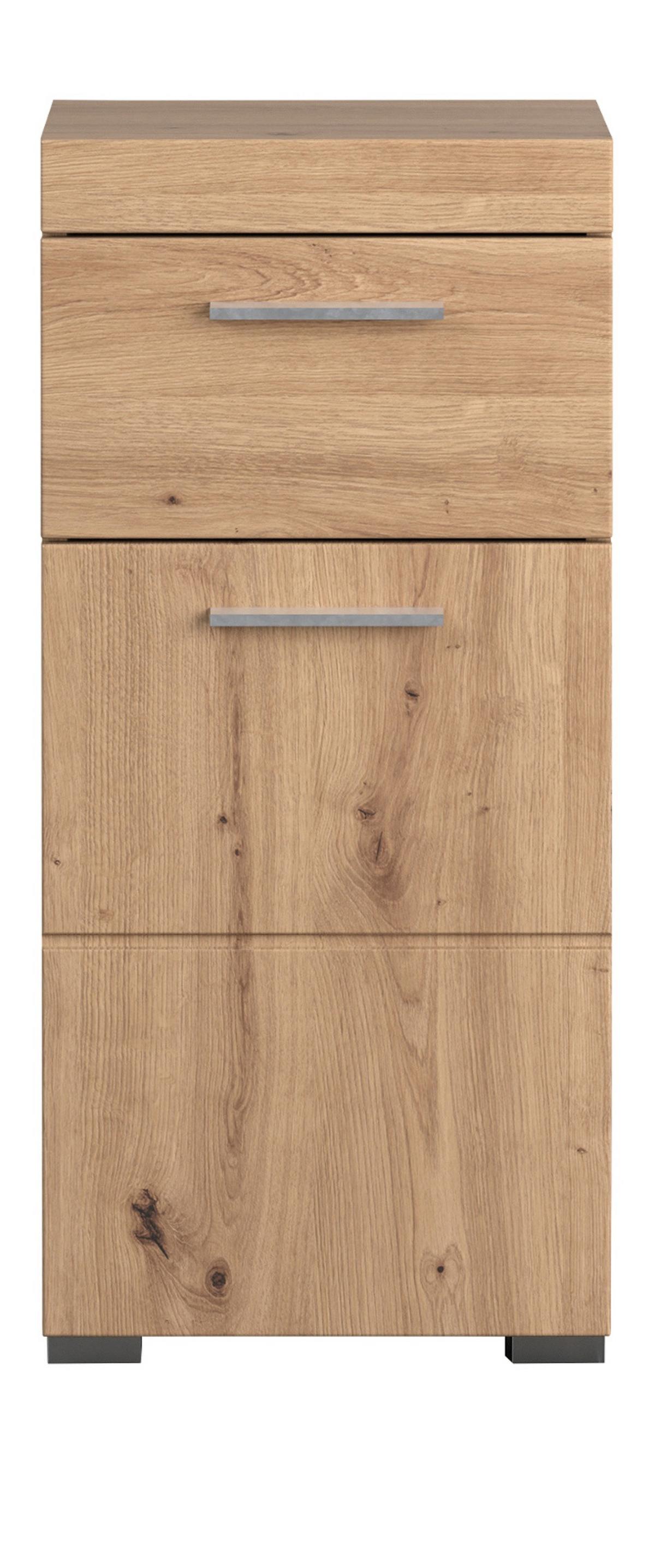 BADSCHRANK Asteiche 37 x 79 cm, Badezimmer Unterschrank in modernem Stil - Eichefarben, Holzwerkstoff/Kunststoff (37/79/31cm) - Top.Furn