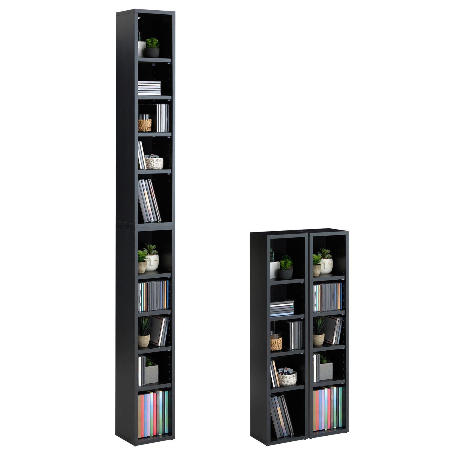 CD/DVD- REGAL CHART Beton dunkel - Dunkelgrau, Holzwerkstoff (20/186/17cm) - CARO-Möbel