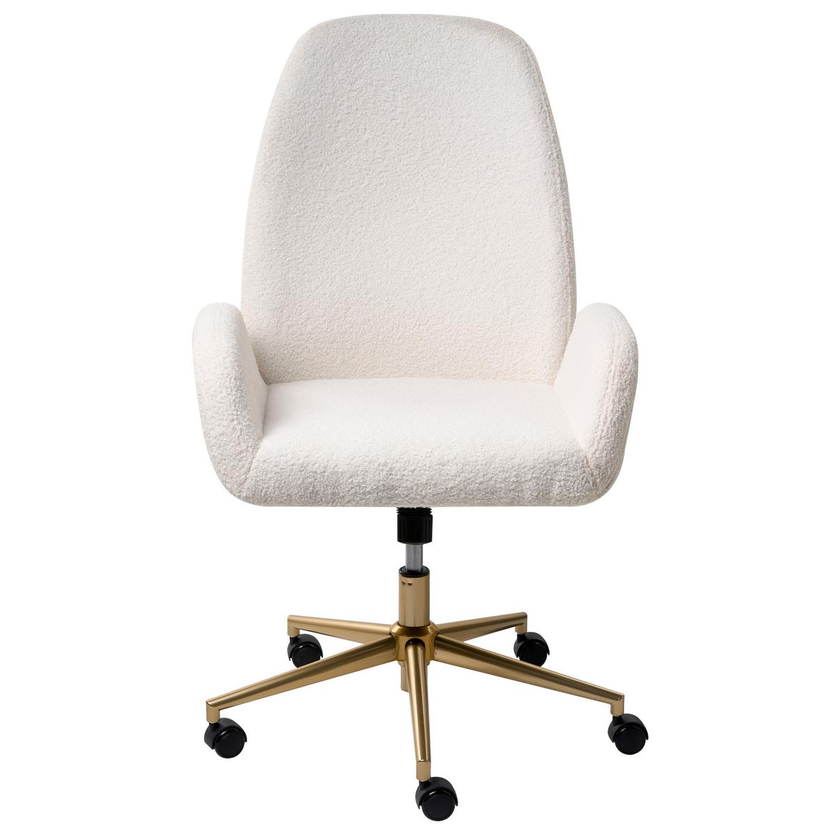 BÜROSTUHL Bouclé Weiß Clare - Weiß, Textil (62/100/64cm) - Beliani