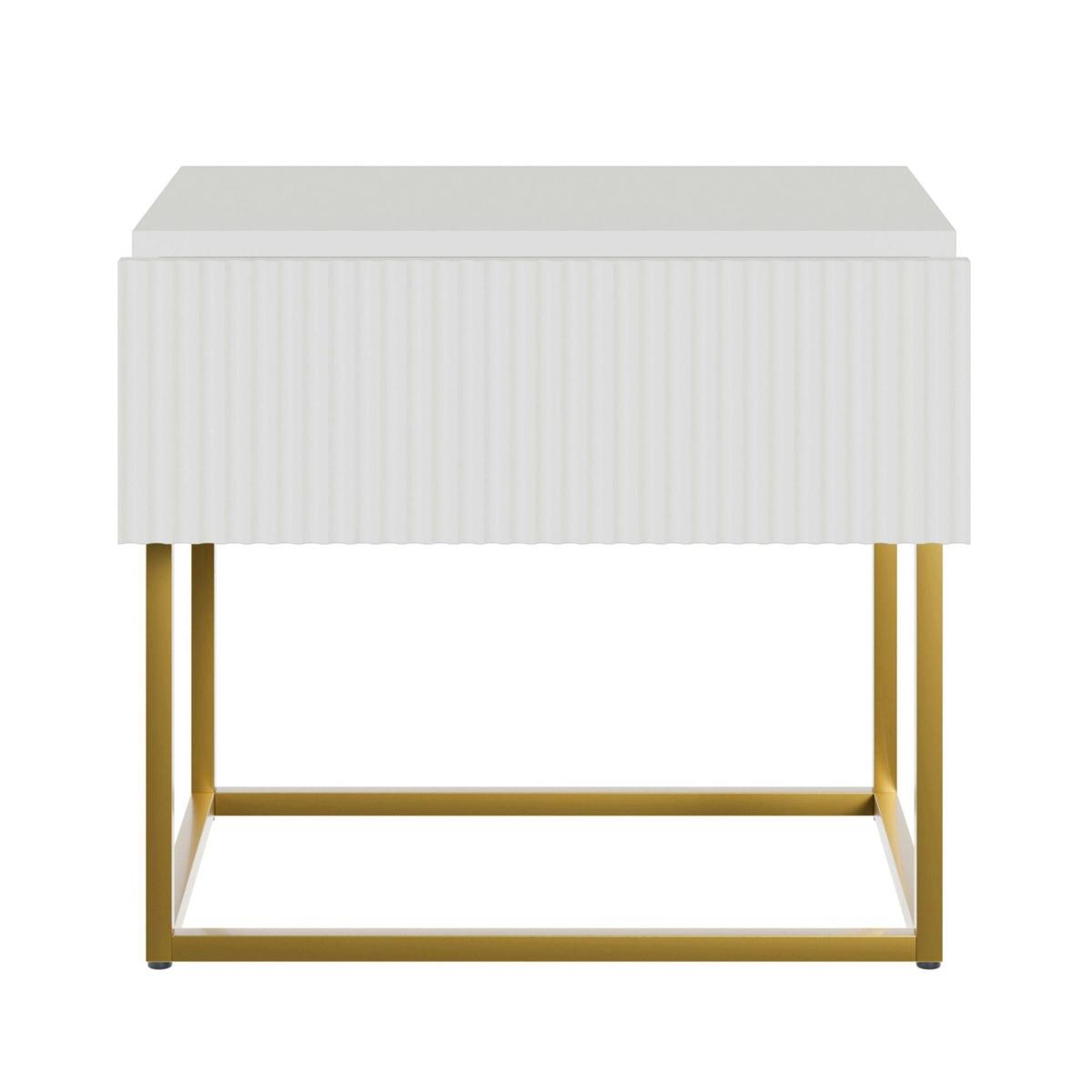NACHTSCHRANK Veldio Weiß mit goldenen Metallbeinen 50 cm - Goldfarben/Weiß, Holzwerkstoff/Metall (50/44/35.6cm) - Selsey