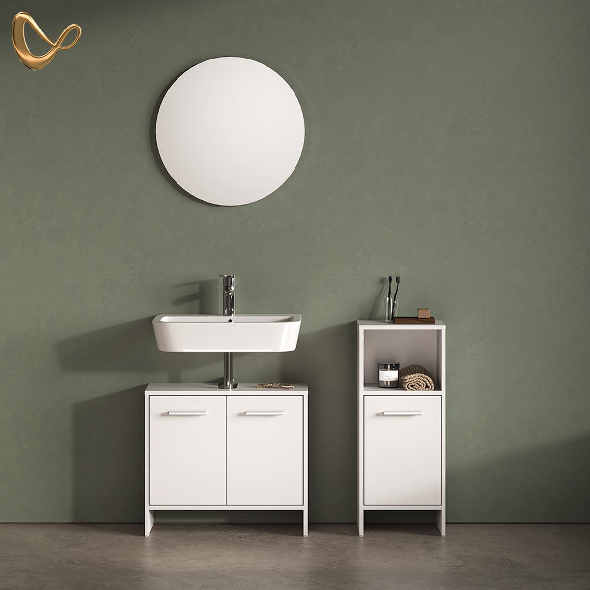 BADEZIMMERMÖBEL-SET Amalfi Weiß 2 Teile - Weiß, Holzwerkstoff (63.8/57/26.3cm) - Livinity®