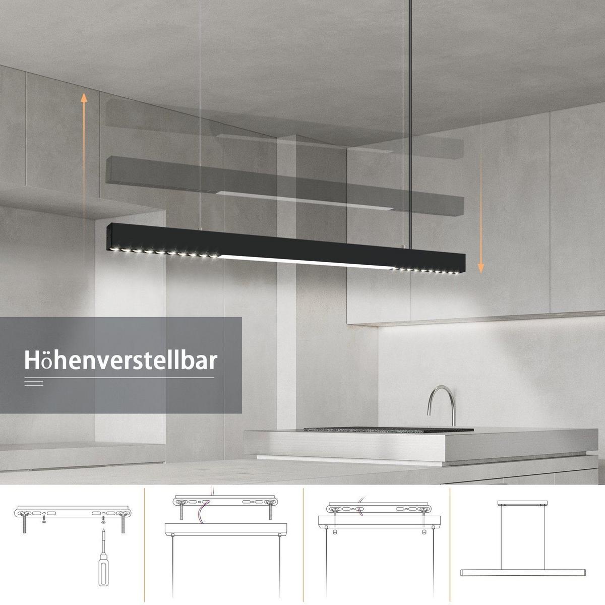 LED-PENDELLEUCHTE Marenwynne 107/7/150 cm - Schwarz, Metall (107/7/150cm) - ZMH