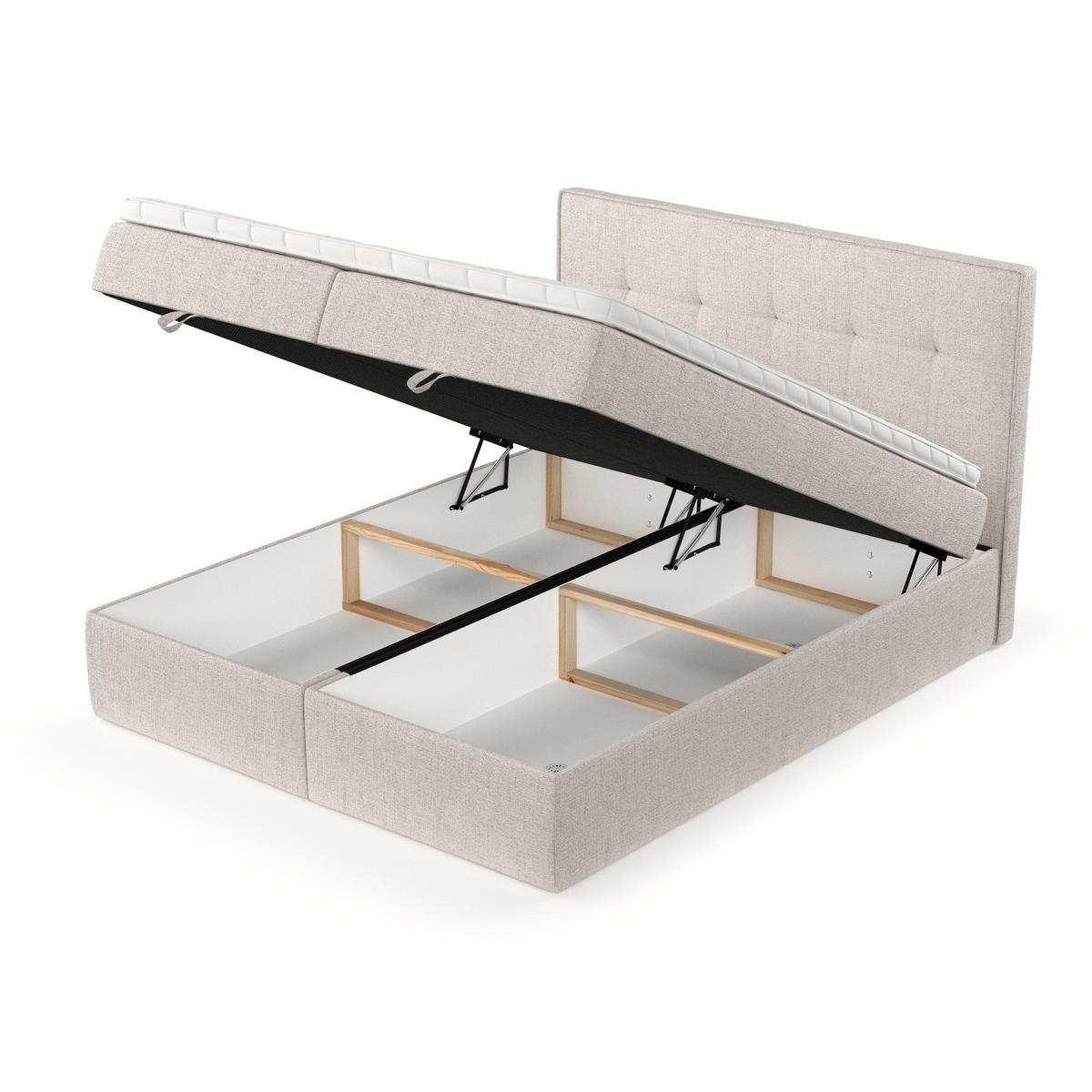 BOXBETT Tivra 180/200 cm Hellbeige im Neve Stoff - Sandfarben/Schwarz, Holz/Holzwerkstoff (180/200cm) - AltaBeds