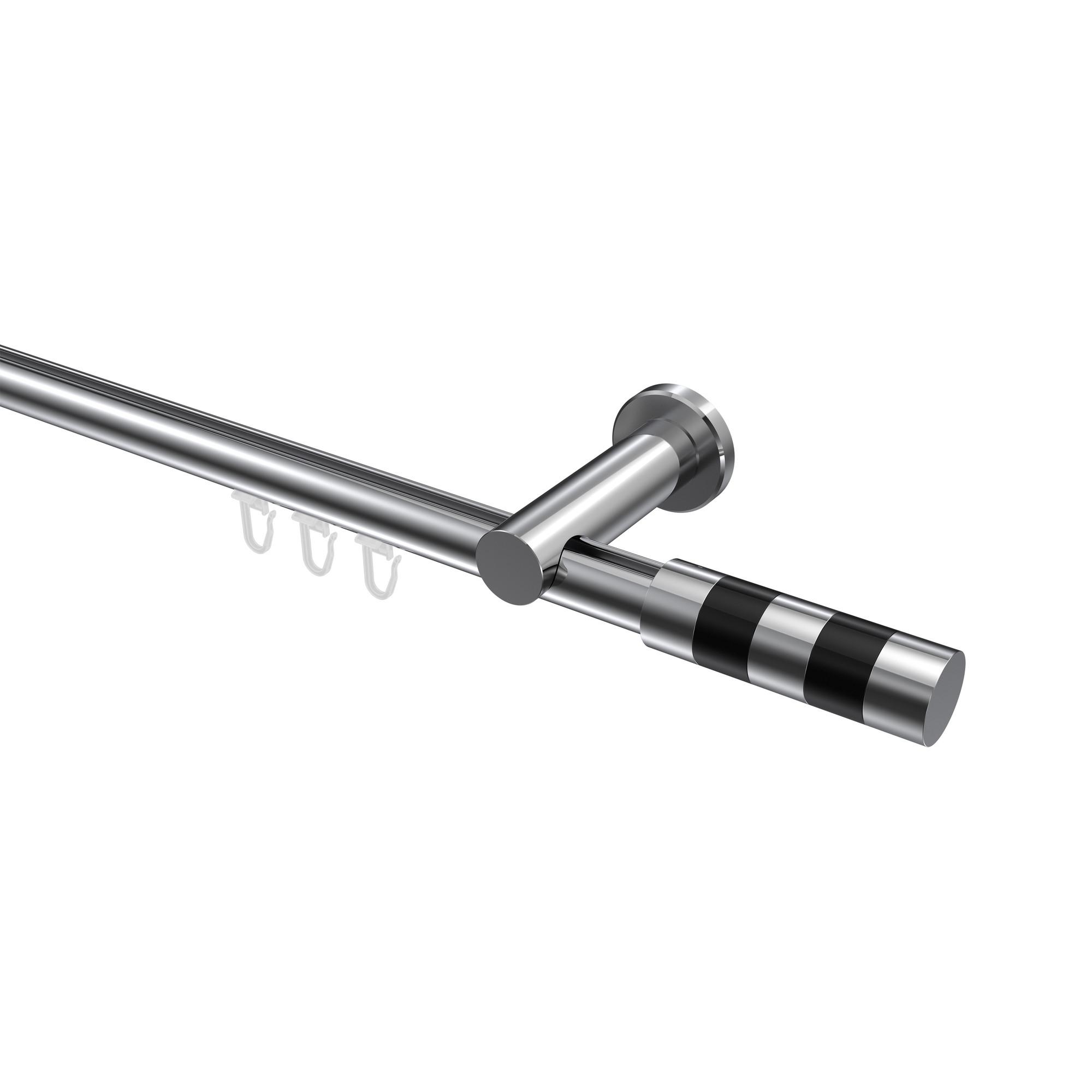 GARDINENSTANGE INNENLAUF Platon Mavell 140 cm, 1-läufig, 20 mm Ø Chrom - Chromfarben/Schwarz, Metall (140cm) - INTERDECO