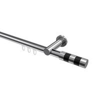 GARDINENSTANGE INNENLAUF Platon Mavell 140 cm, 1-läufig, 20 mm Ø Chrom - Chromfarben/Schwarz, Metall (140cm) - INTERDECO