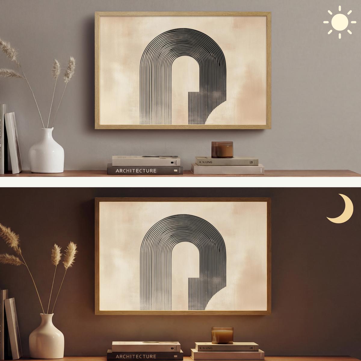 WANDLEUCHTE MIT AKKU Schleife - Streifen - Minimalistisch - Schwarz 60x40 cm - Beige, Holzwerkstoff (60/40/8cm) - OnlyWow