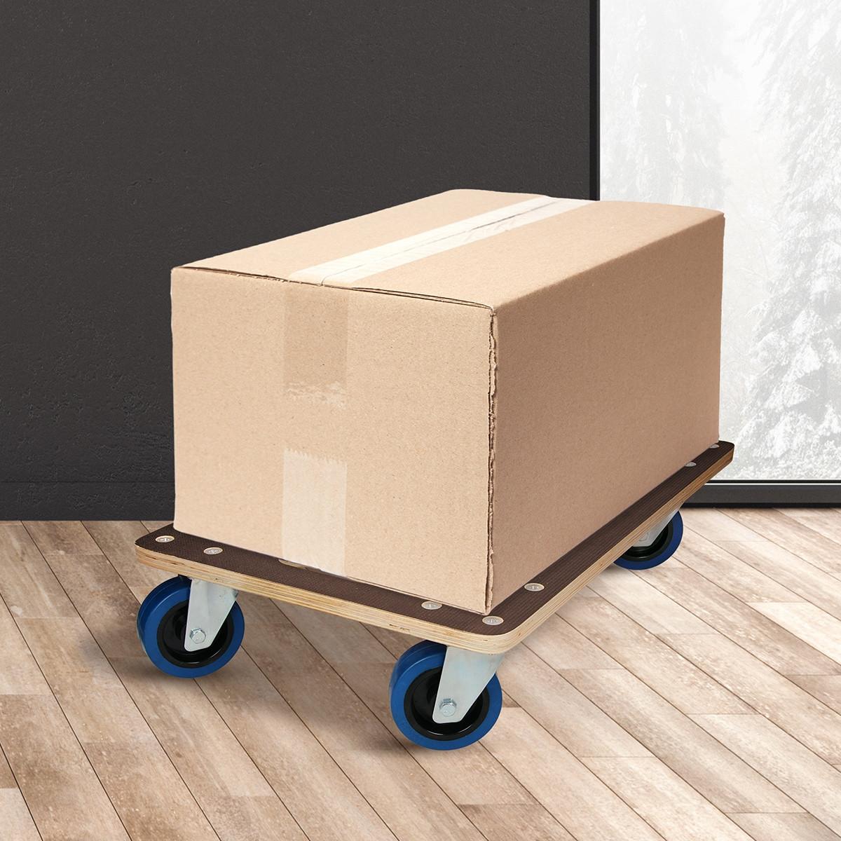 TRANSPORTROLLER 2er Set mit 4 Rollen 40x60 cm Traglast 800kg Siebdruck Holzplatte Black - Anthrazit, Holzwerkstoff (60/40/14.5cm) - ECD-Germany