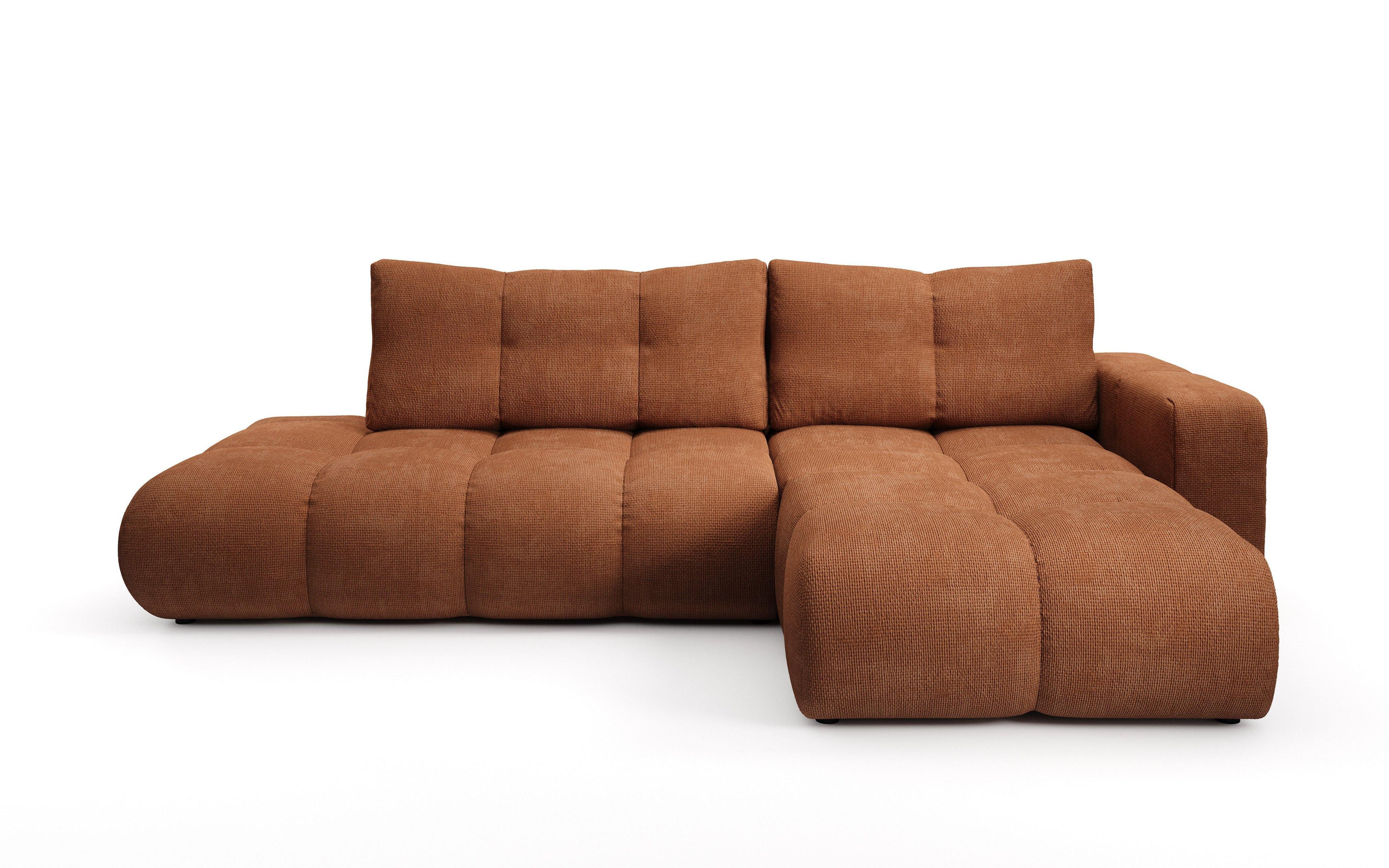 ECKSOFA DUCA R-S Orange Chenille mit Schlaffunktion - Dunkelorange, Holz (266.5/266.5cm) - MASSENO