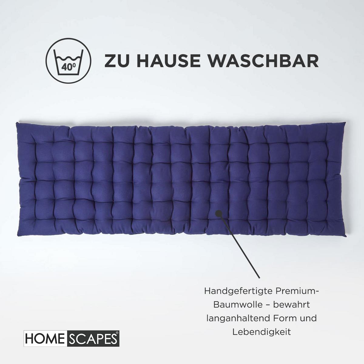 BANKAUFLAGE 2-Sitzer dunkelblau 108/42/5 cm - Dunkelblau, Textil (108/42/5cm) - Homescapes