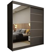 SCHWEBETÜRENSCHRANK MIRELLA 200/216/61 cm 2-türig mit Spiegel Grau - Grau, Holzwerkstoff (200/216/61cm) - MASSENO