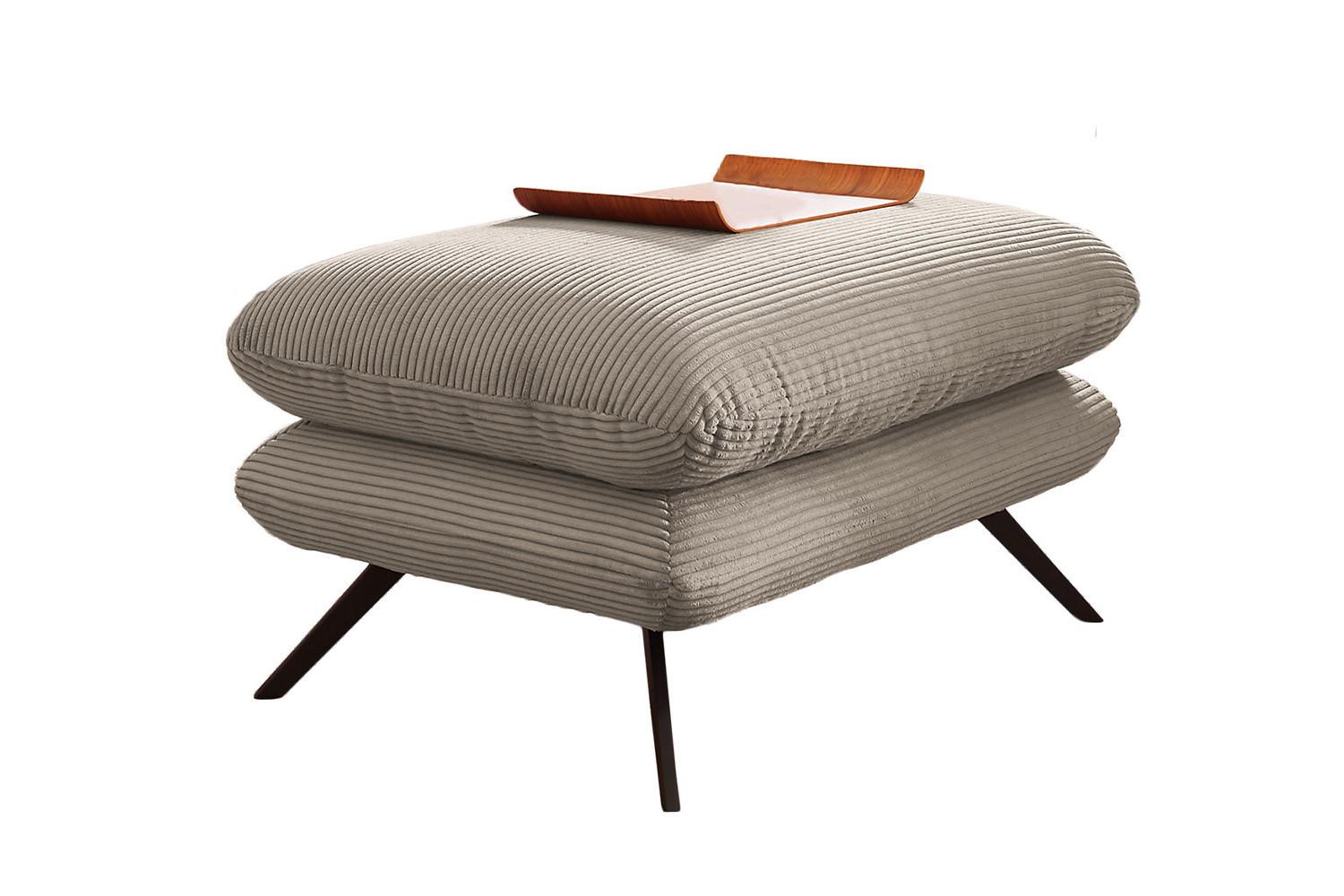 HOCKERBANK CHARME Granit Cord - Greige, Textil (90/45/60cm) - KAWOLA