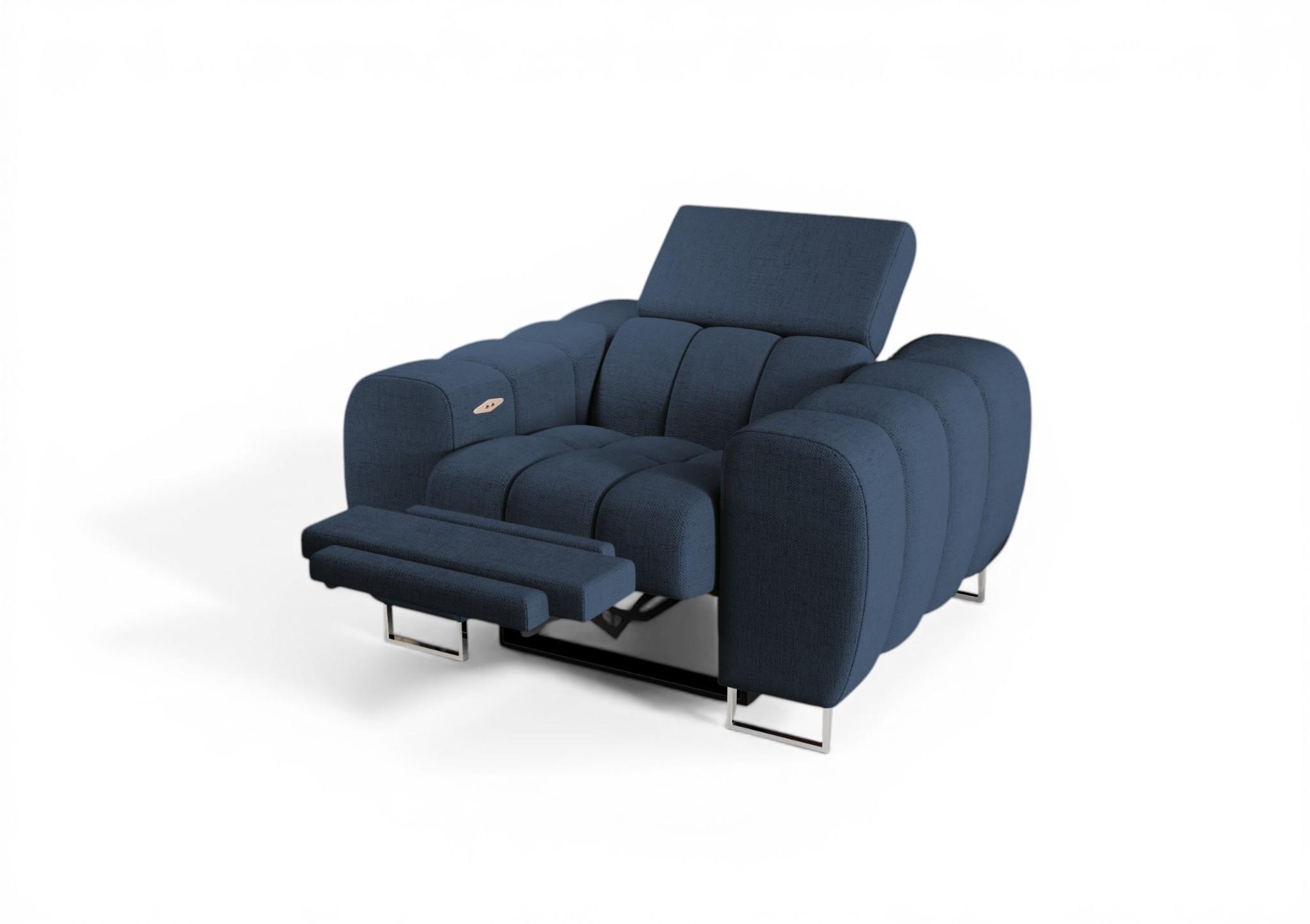 SESSEL Bastien Relax In Stoff Moly - Blau, Holzwerkstoff/Textil (125/95/97cm) - Fun Möbel