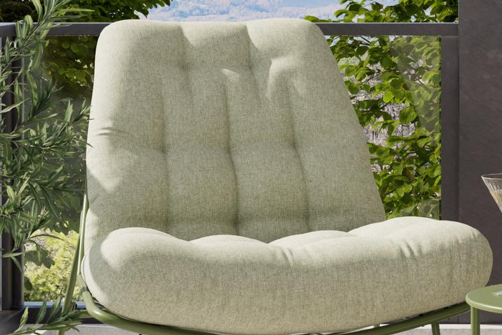 Balkonset grün Loungesessel inkl. Auflagen Webstoff Beine U-Form