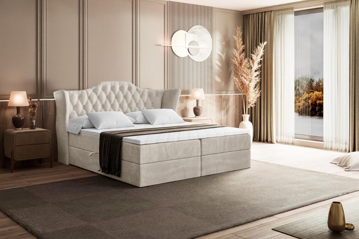 BOXBETT mit Matratze H3 und Lattenrost - VILA - 140x200 cm Ecru - Ecru, Holzwerkstoff (140/200cm) - ALTDECOR