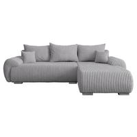 ECKSOFA Ubo L Cord, Seite: Rechts - Silberfarben/Hellgrau, Holz/Kunststoff (282/187cm) - MIRJAN24