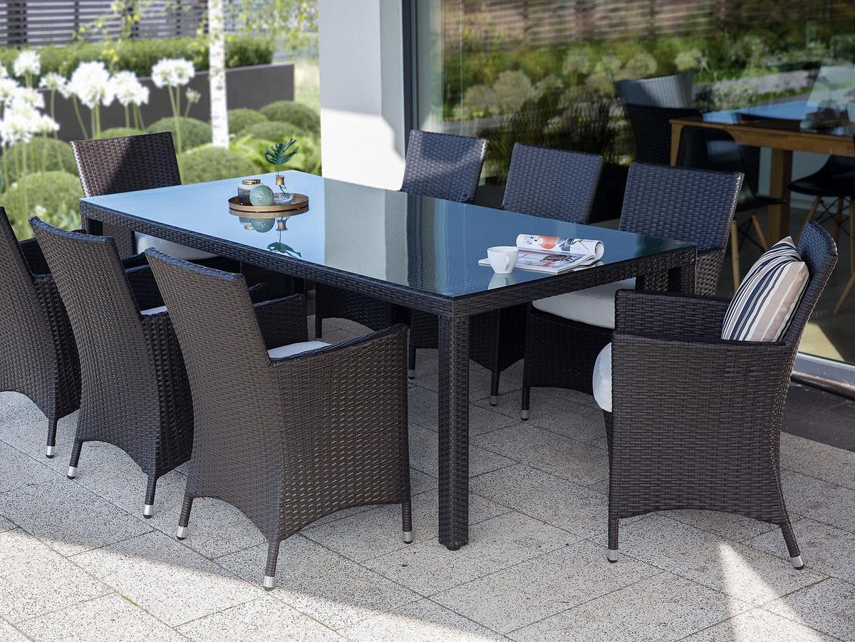 GARTENSESSEL 2er-Set PE Rattan cremeweiß Italy - Braun, Kunststoff (52/86/52cm) - Beliani