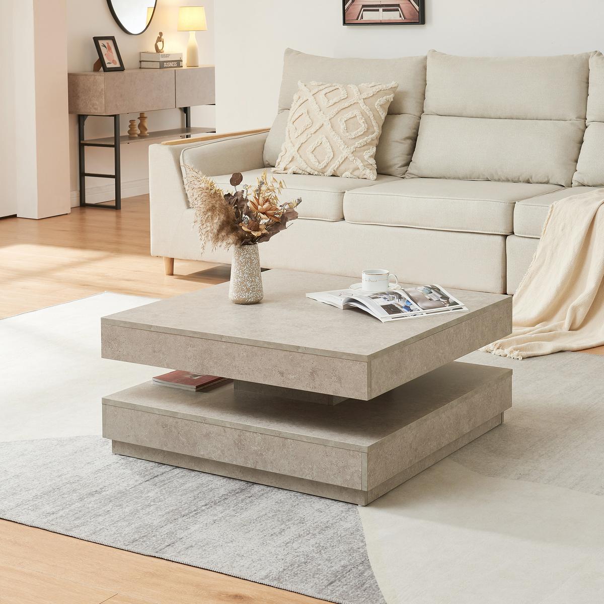 COUCHTISCH Florenz 76/76/38 cm - Graubraun, Holzwerkstoff (76/76/38cm) - [en.casa]