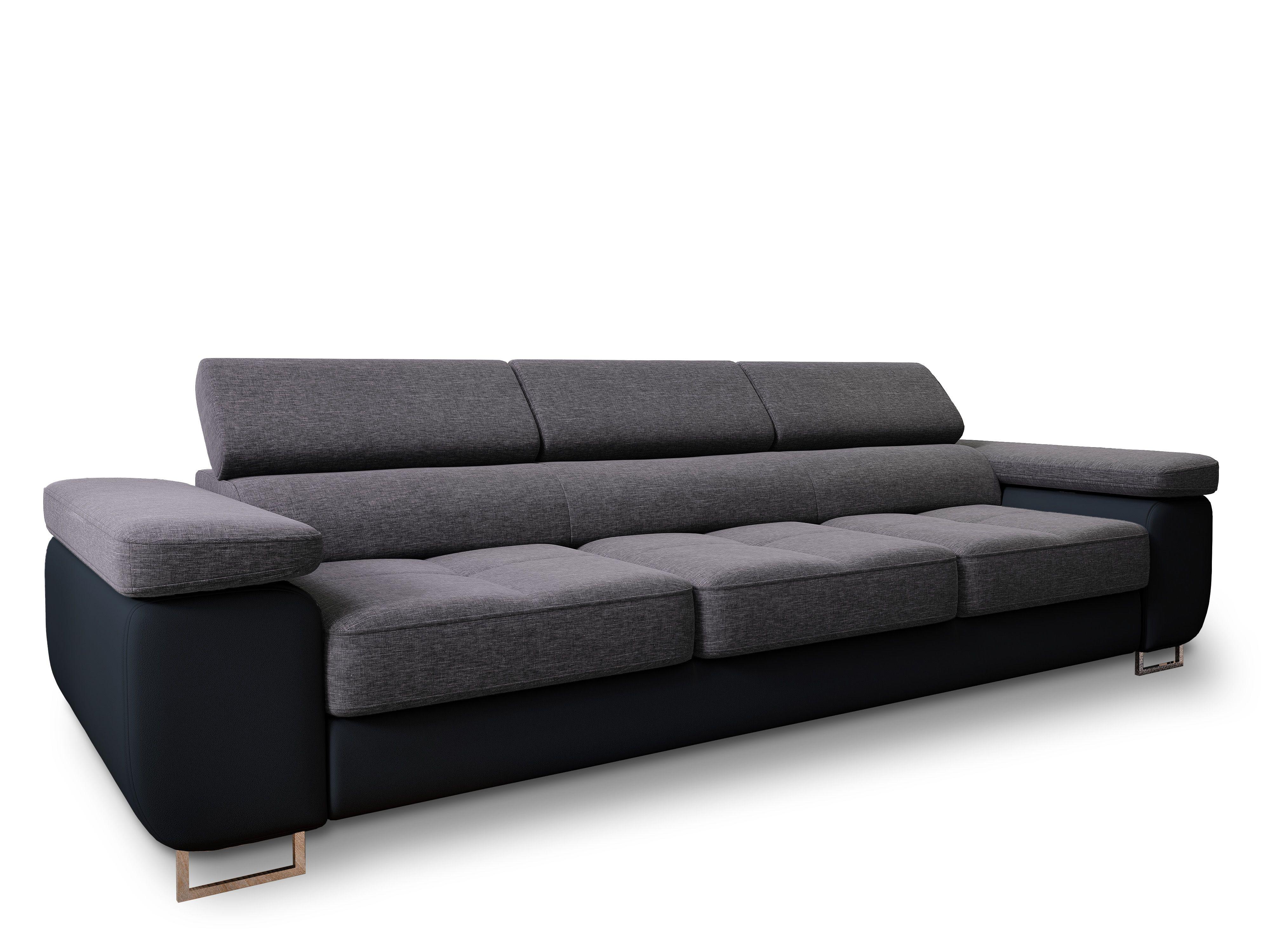 SCHLAFSOFA MOSINE Grau Velours-Stoff mit Schlaffunktion - Schwarz/Grau, Holz (276/98/87cm) - MASSENO