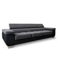 SCHLAFSOFA MOSINE Grau Velours-Stoff mit Schlaffunktion - Schwarz/Grau, Holz (276/98/87cm) - MASSENO