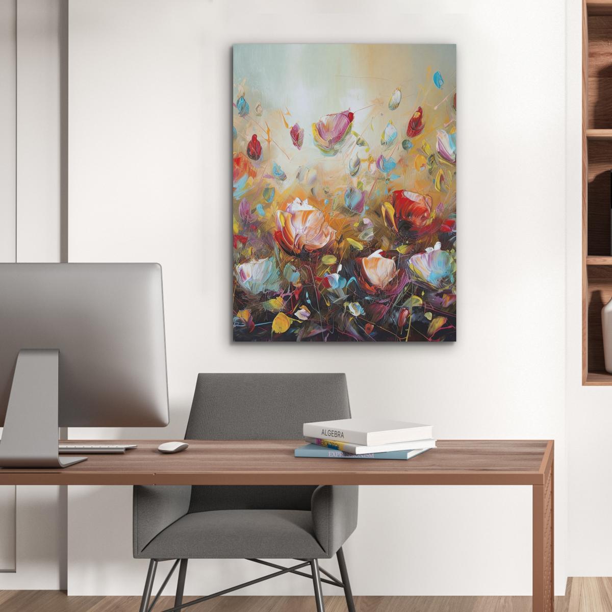 AKUSTIKBILD Blumen - Kunst - Natur - Ölgemälde Wandbilder 60x80 cm - Multicolor, Kunststoff (60/80/0.9cm) - MuchoWow
