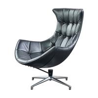 DREHSESSEL SKIO Silbergrau Leder - Silberfarben, Leder (87/99/89cm) - KAWOLA