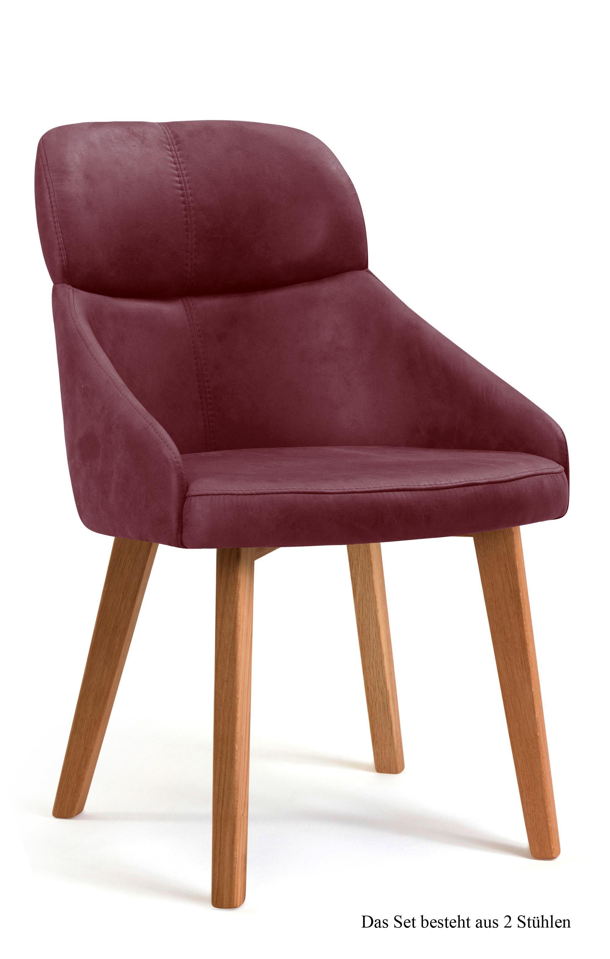 ESSZIMMERSTUHL (2er-Set) Dasya 52x82x63 Eiche geölt/Marsala - Eichefarben/Brombeere, Kunststoff (63/82/52cm) - 58aufmkessel