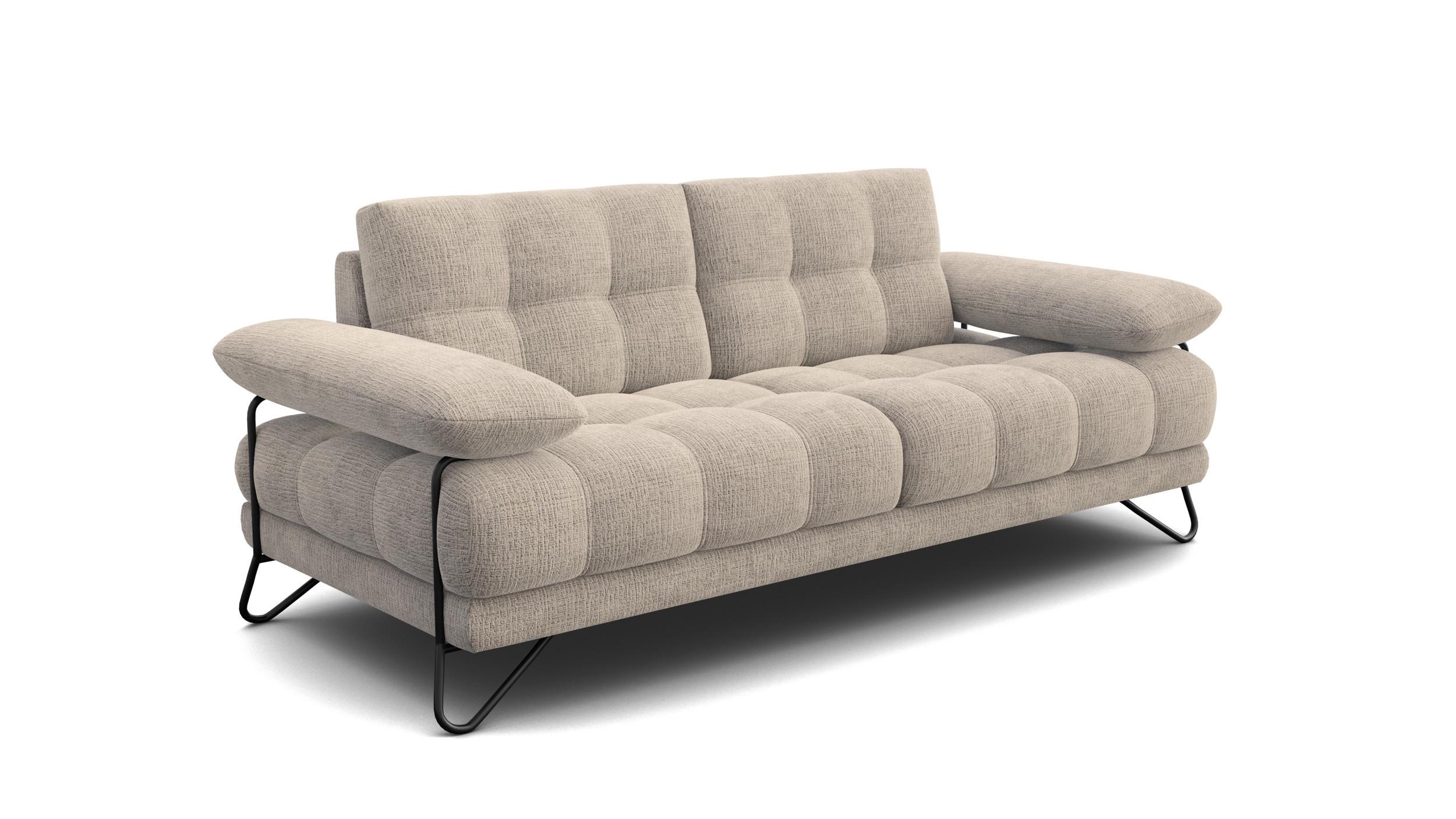 SOFA BUBBARA 2,5-Sitzer, beige - Beige/Schwarz, Holz/Textil (215/87/96cm) - Wozimo