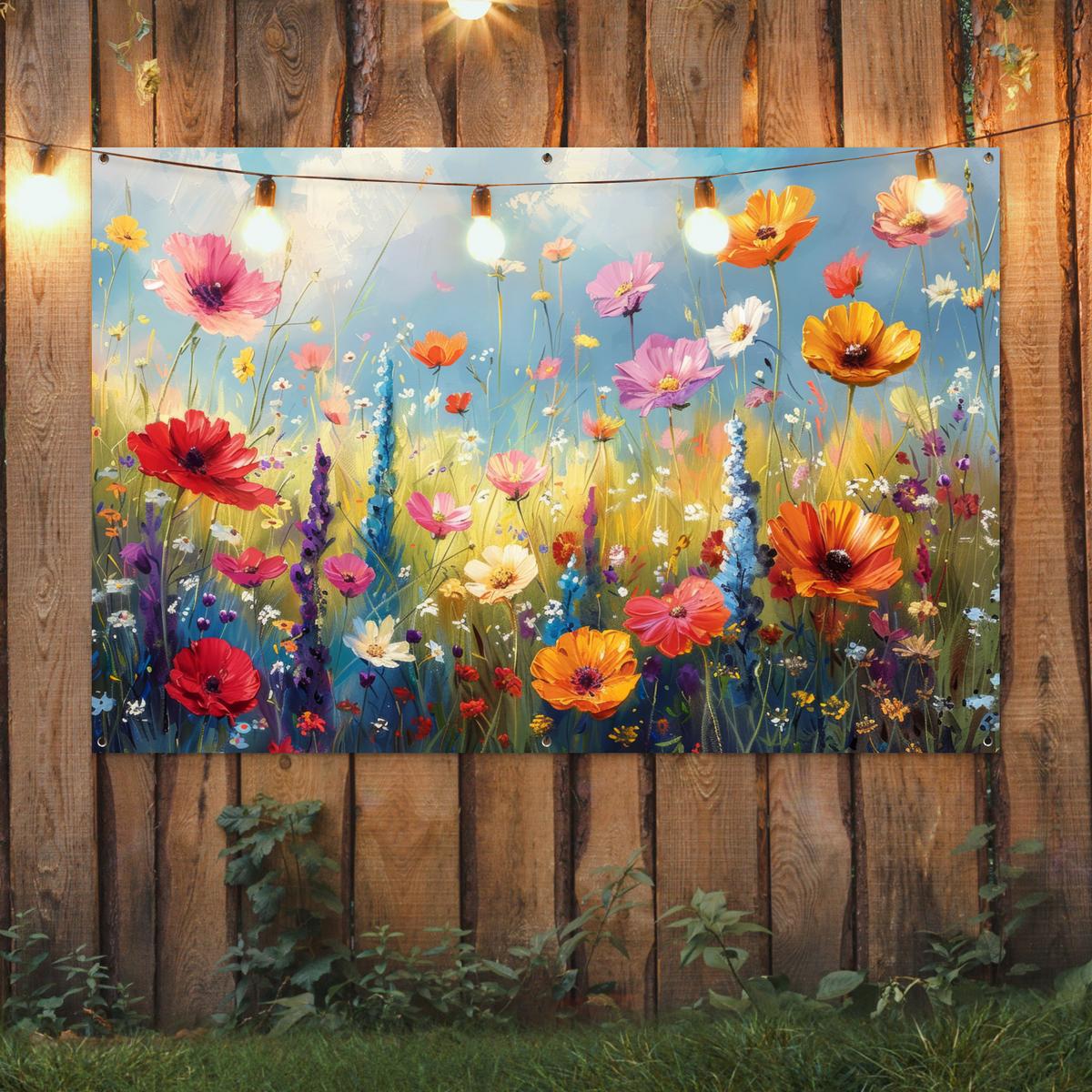 GARTENPOSTER Blumen - Natur - Botanik - Kunst Poster für draußen 180x120 cm - Hellblau, Kunststoff (180/120/0.2cm) - OnlyWow