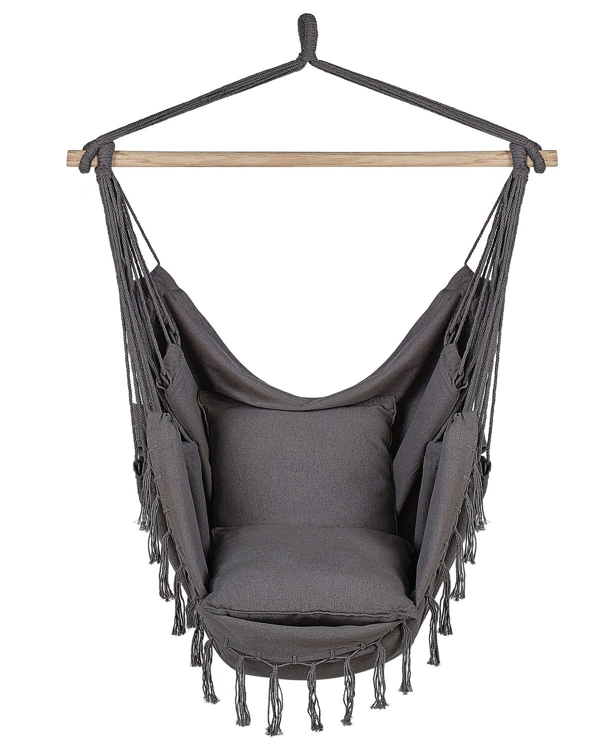 HÄNGESSESSEL Makramee Baumwolle grau Bonea - Grau, Textil (95/125/55cm) - Beliani