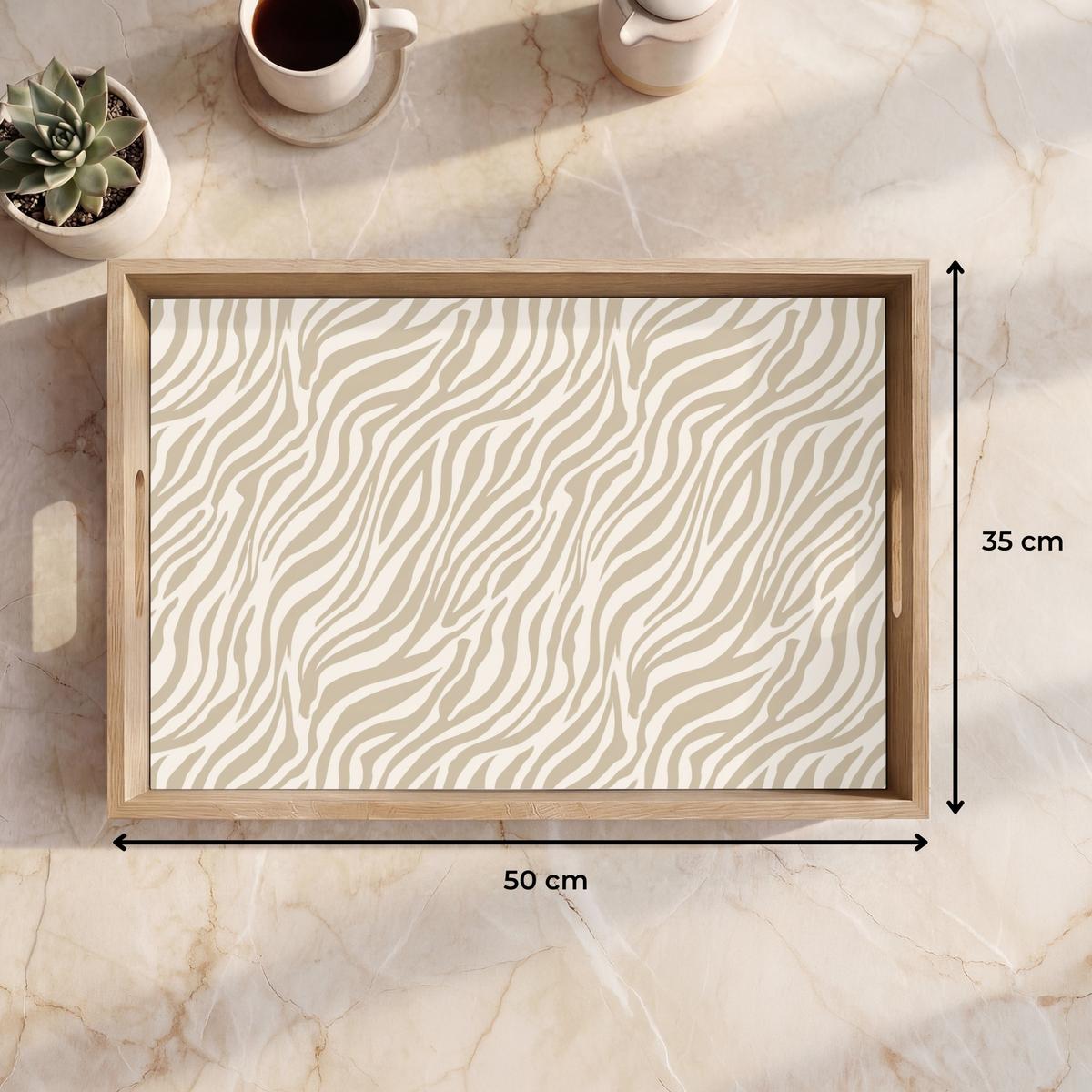 TABLETT Zebra - Muster - Beige 50x35 cm - Beige, Holz (50/5/5cm) - OnlyWow