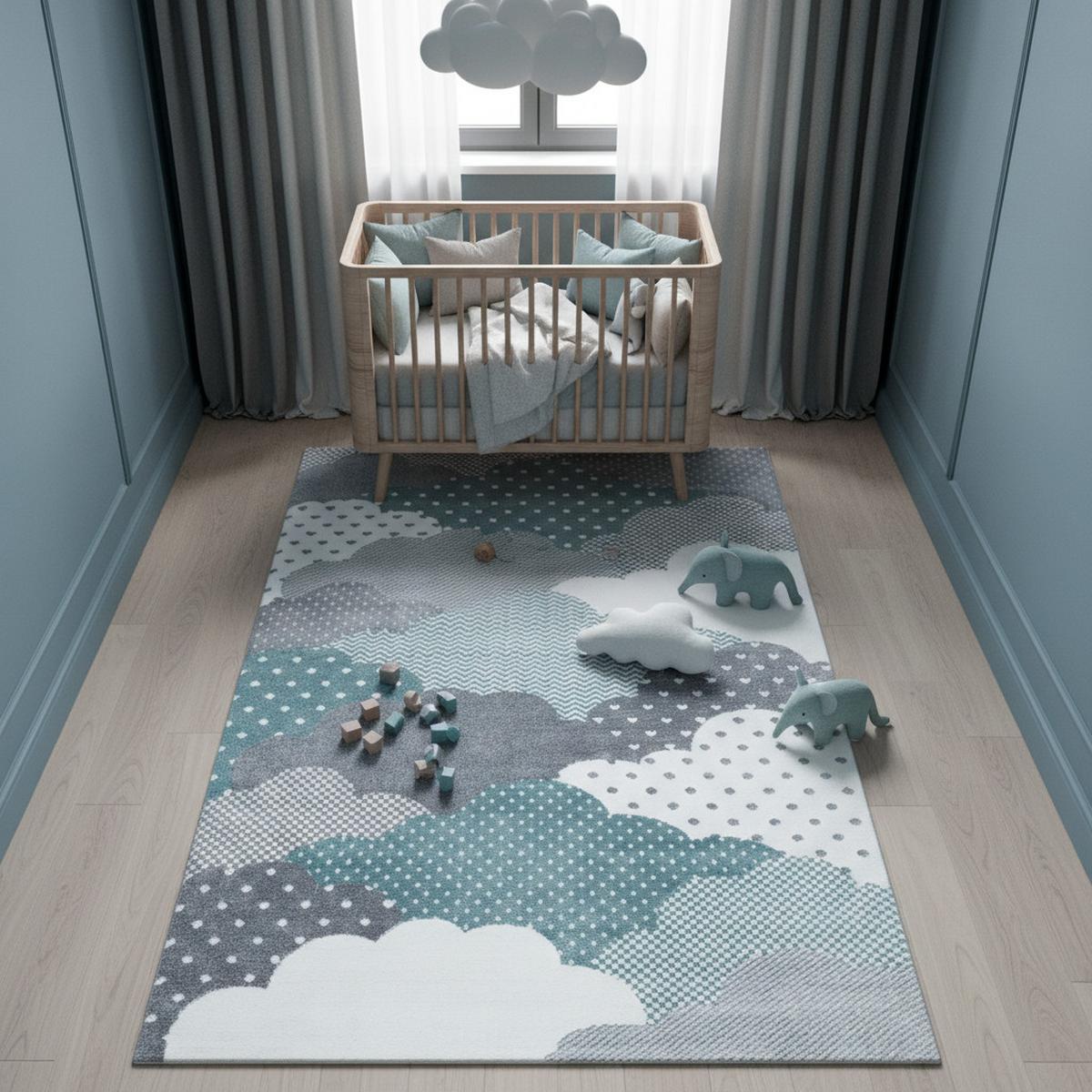 KINDERTEPPICH COGNE, mit Wolken-Motiv, Blau, 80 x 150 cm - Blau, Textil (150/80cm) - KADIMA DESIGN