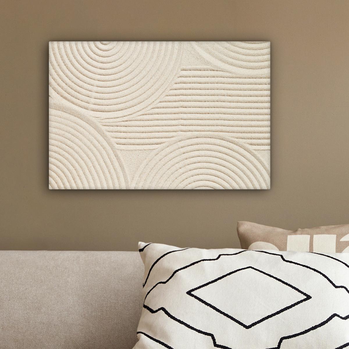 LEINWANDBILD Muster - Abstrakt - Weiß Deko Schlafzimmer 30x20 cm - Beige, Textil (30/20cm) - MuchoWow